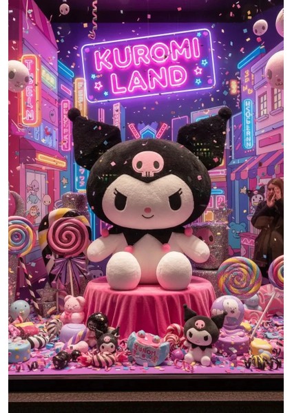 Sanrio Lisanslı Oturan Peluş Oyuncak (40 Cm)-Kuromi