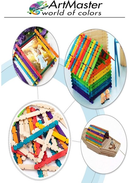 Renkli Dil Çubuğu Geçmeli Dar 50 Li 1 Paket Ahşap Çubuk Çentikli Eklemeli Renkli Tırtıklı Dondurma Çubuğu fırsatları