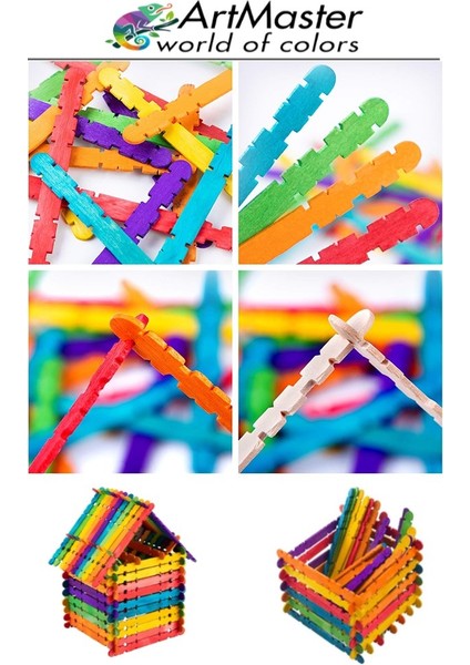 Renkli Dil Çubuğu Geçmeli Dar 50 Li 1 Paket Ahşap Çubuk Çentikli Eklemeli Renkli Tırtıklı Dondurma Çubuğu indirimleri