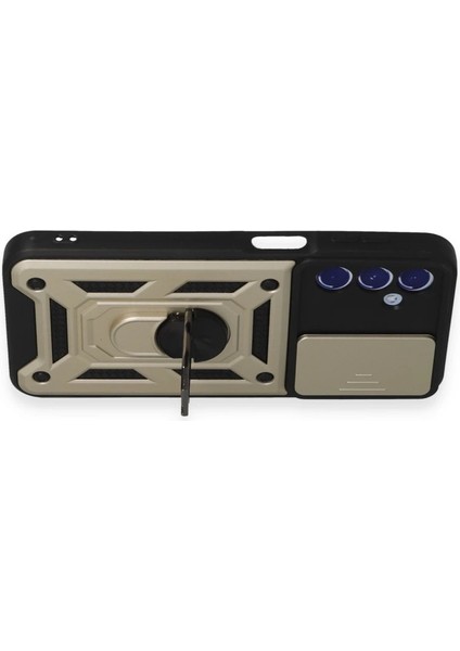 Buğz Samsung Galaxy M34 5g Kılıf Pars Lens Yüzüklü Silikon - Gold