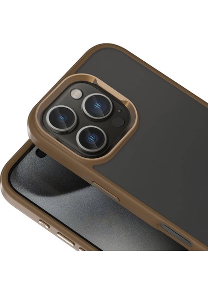 Apple iPhone 16 Pro Kılıf Magsafe Şarj Özellikli Parlak Kamera Çerçeveli Inc Kost Kapak-Rose Brown modelleri