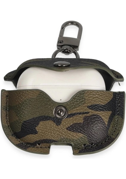 Buğz Airpods 3 (3.nesil) Çanta Kamuflaj Deri Kılıf - Haki Yeşil modelleri