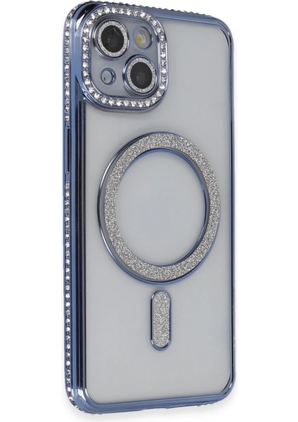 Buğz Newface Iphone 13 Kılıf Joke Simli Magneticsafe Kılıf - Mavi