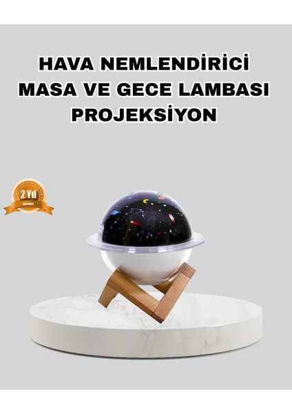 Aromaterapili USB Hava Nemlendirici – Projeksiyon Işıklı Sessiz ve Şık Tasarım