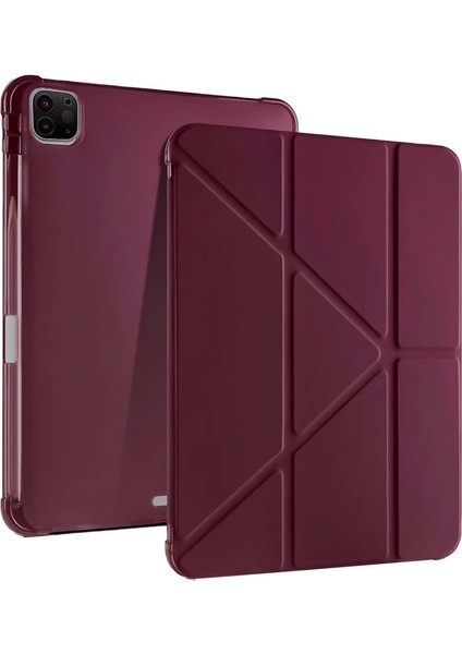 Buğz Ipad Air 13 (2024) Kılıf Kalemlikli Mars Tablet Kılıfı - Mürdüm