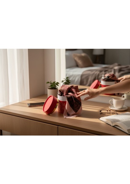 Renkli Desenli Şal Pembe Renk - Hediye Kutusuyla Birlikte modelleri