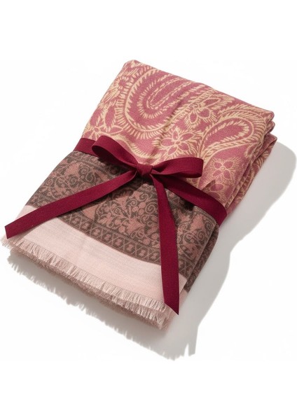 Renkli Desenli Şal Pembe Renk - Hediye Kutusuyla Birlikte indirimleri