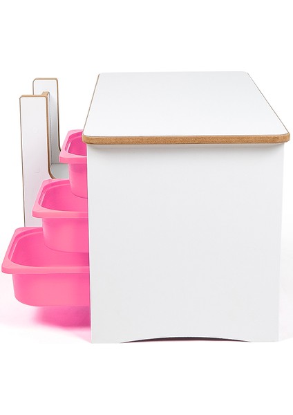 3 Çekmeceli Çocuk Etkinlik Masası - Beyaz Mdf - Pembe Çekmeceli - 18MM 1.sınıf Mdf modelleri