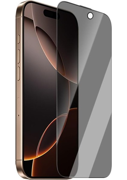 Caseworld 16 Pro ile Uyumlu Caseworld Crystal Shadow Serisi 0.15MM 3D Privacy Hayalet Cam Ekran Koruyucu Siyah