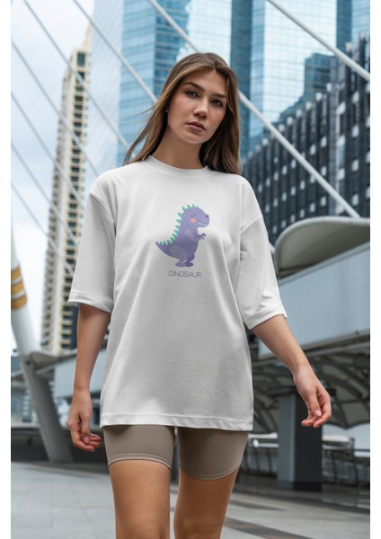 Dinosaur Baskılı Kadın Oversize T-Shirt