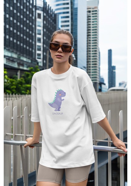 Dinosaur Baskılı Kadın Oversize T-Shirt fiyatları