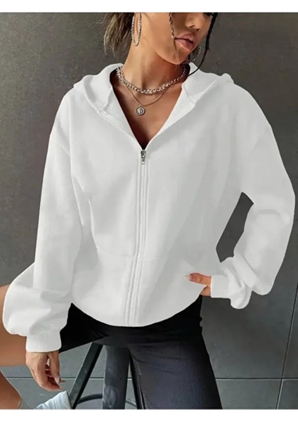 Pembe 3 Iplik Fermuarlı Kapüşonlu Hırka Ceket fırsatları