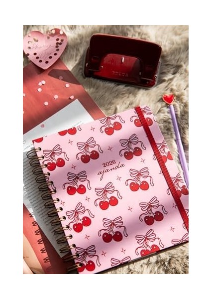 2026 18X20 Spiralli Haftalık Kare Ajanda 12 Aylık - Kiraz modelleri