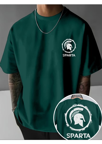 Erkek Sparta Baskılı Oversize T-Shirt Rahat ve Şık Tasarım fırsatları