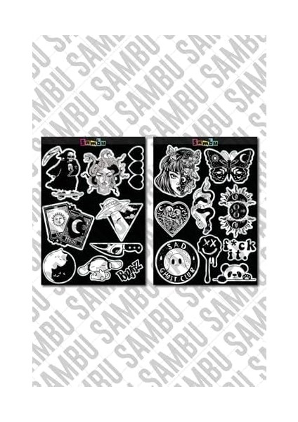 Aesthetic Temalı Etiket Seti 1 - Siyah Beyaz - Laptop Notebook Telefon