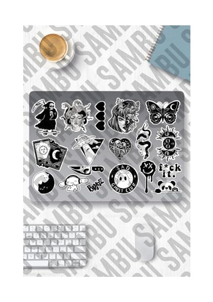 Aesthetic Temalı Etiket Seti 1 - Siyah Beyaz - Laptop Notebook Telefon fiyatları