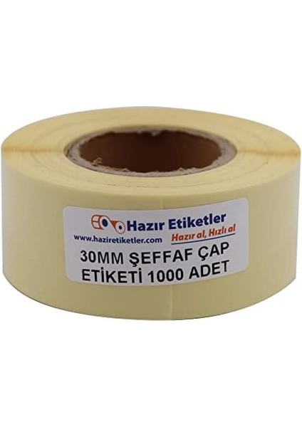 Hazır Al Hızlı Al Şeffaf Çap Kutu Kapatma Etiketi Rulo Etiket, 30MM x 30MM Çap 900 Adet, Yuvarlak Transparan