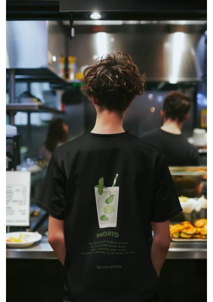 Erkek/kadın Oversize Mojito Sırt Baskı Detaylı T-Shirt