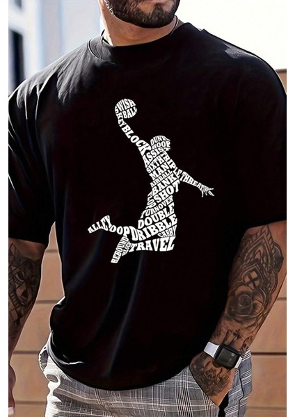 Basketbol Baskı Erkek Oversize T-Shirt