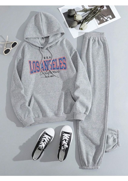 Los Angeles California Baskılı Unisex Oversize Eşofman Takımı