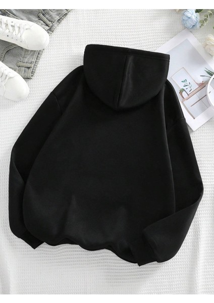 Önü Baskılı Kadın Oversize Kapüşonlu Sweatshirt fiyatları