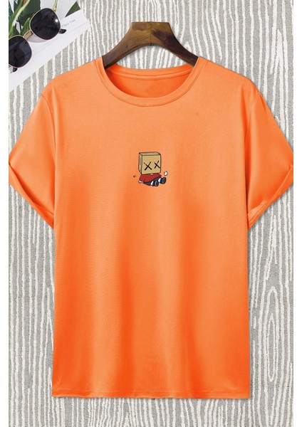 Kutu Kafa Baskılı Oversize T-Shirt