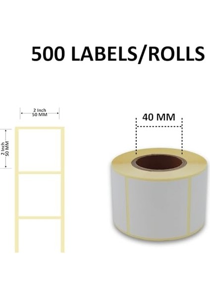 Hazır Al Hızlı Al Eko Termal Etiket 50MM x 50MM Ruloda 500 Adet 40MM Çapında Direk Termal Transfer Etiketi