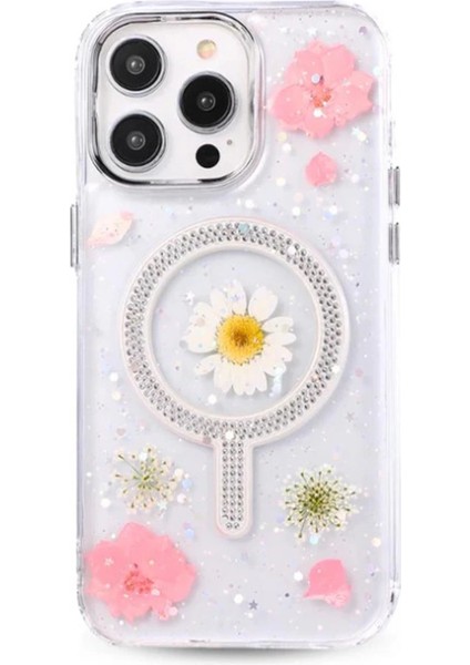Buğz Newface Iphone 14 Pro Max Flower Magsafe Kapak - Pembe