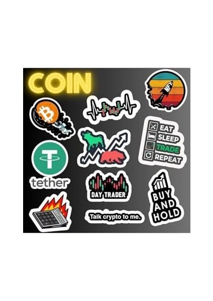 Kripto - Borsa - Trader Seti | Laptop Notebook Telefon Etiket