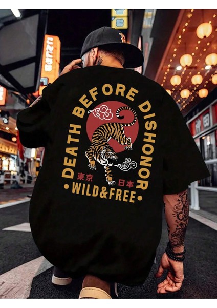 Kaplan Baskılı Erkek Oversize T-Shirt