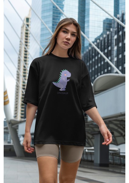 Dinosaur Baskılı Kadın Oversize T-Shirt