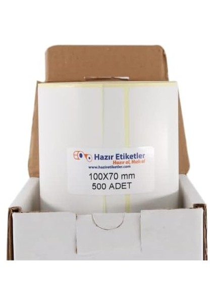 Hazır Al Hızlı Al Kargo Etiketi Eko Termal Etiket 100MM x 70MM Ruloda 500 Adet 40MM Çapında Direk Termal Transfer Etiketi fiyatları