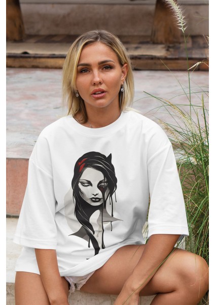 Kadın Baskılı Oversize T-Shirt