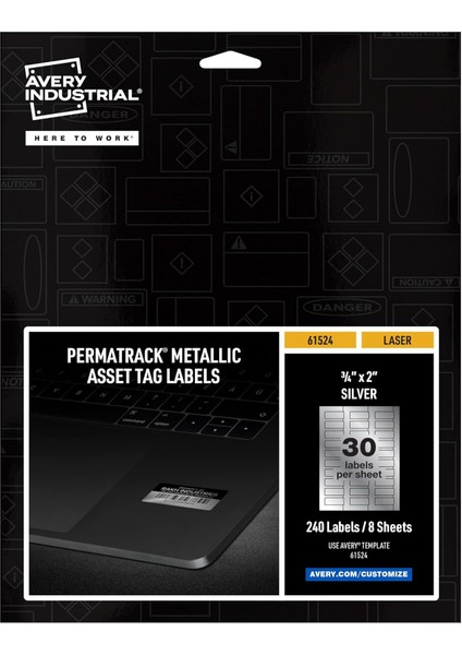 Metalik Varlık Etiketi Etiketleri, 3/4 x 2 Inç, Lazer Yazdırılabilir Etiketler, 240 Su Geçirmez Etiket (61524)