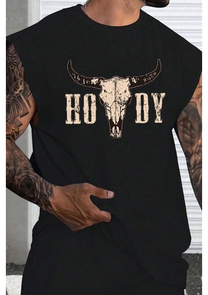Hody Baskılı Oversize Kolsuz T-Shirt
