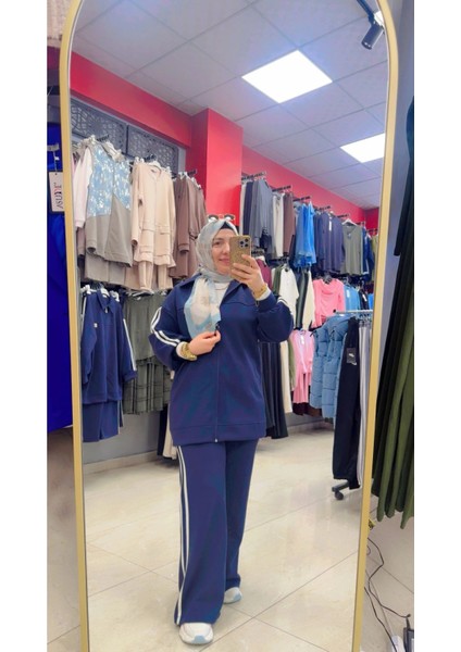 Yanları Çizgili Fermuarlı Ikili Takım modelleri