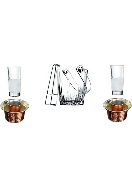 6 Parça Meşrubat Rakı Bardak Bakır Ehlikeyf Buz Kovası Seti 869541202214456