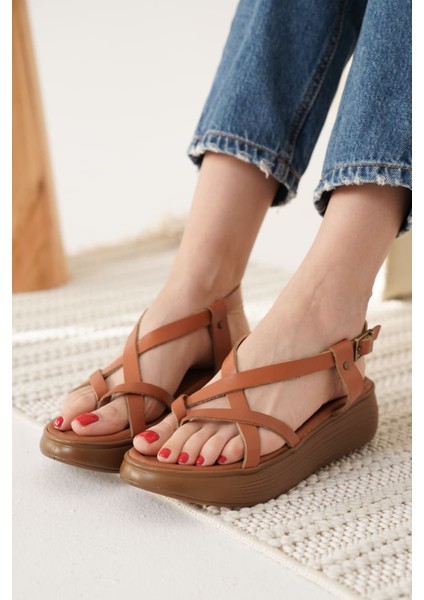 Linya Taba Hakiki Deri Sandalet