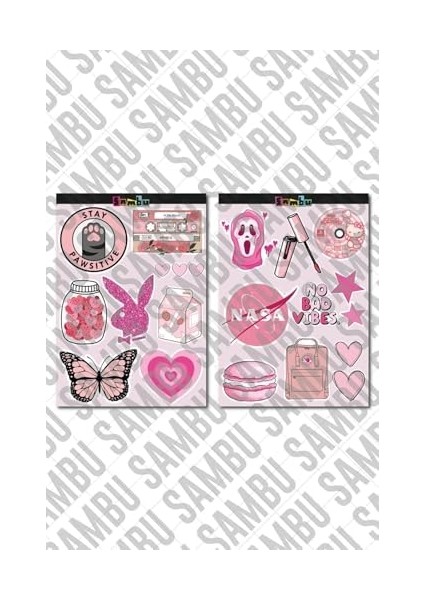 Pink Aesthetic Temalı Etiket Seti 2 - Pembe - Laptop Notebook Telefon fiyatları
