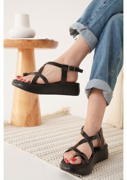 Legia Siyah Hakiki Deri Sandalet modelleri