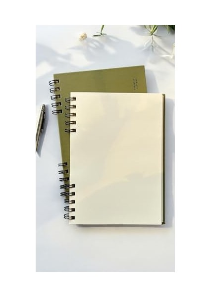 Spiralli 80 Yaprak Çizgisiz A5 Defter, Not Defteri, Okul Defteri, 4 Farklı Renk Seçeneği (03 Olive Green) fiyatları