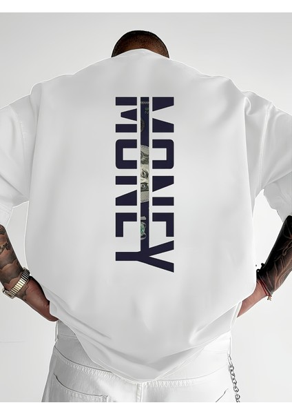 Erkek Oversize Money Sırt Baskılı T-Shirt Rahat ve Şık Tasarım