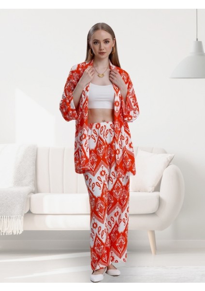 Kadın Desenli Kimono Takımı Şık Tasarım modelleri