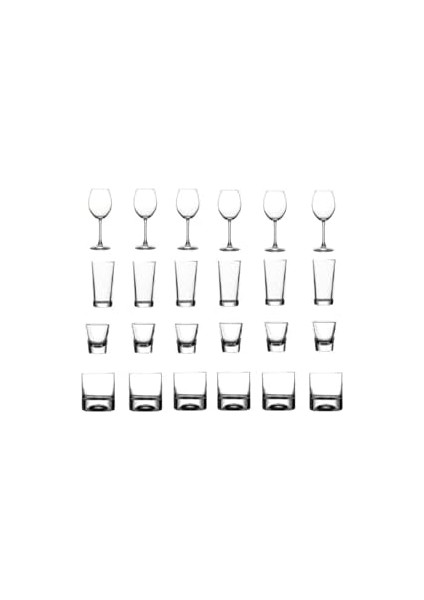 24 Parça Meşrubat Bardak Seti Şarap-Rakı-Shot-Viski 8695413654124AYBABA