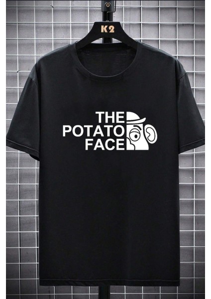 Erkek Oversize Baskılı Tişört – The Patato Face, Günlük & Sokak Stili fırsatları
