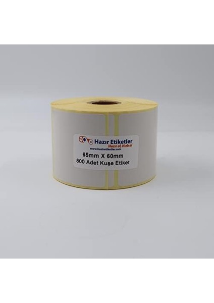 Hazır Al Hızlı Al Kuşe Etiket 65MM x 60MM Ruloda 800 Adet 40MM Çapında Baskısız Barkod Yazıcı Etiketi fiyatları