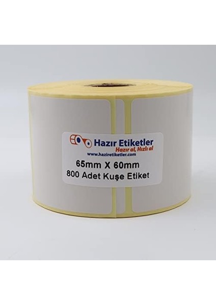 Hazır Al Hızlı Al Kuşe Etiket 65MM x 60MM Ruloda 800 Adet 40MM Çapında Baskısız Barkod Yazıcı Etiketi modelleri