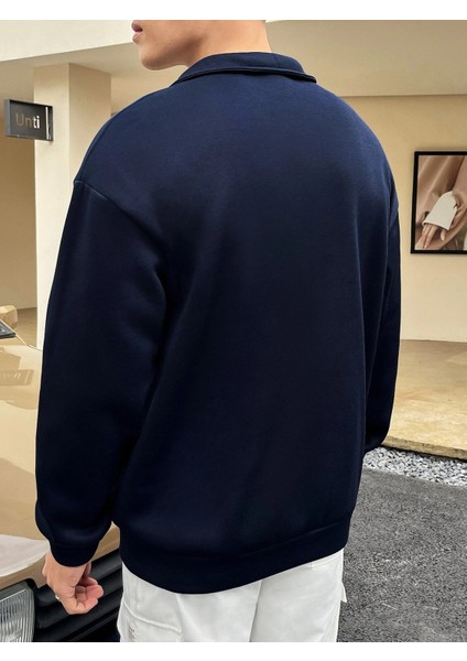 Unisex Malibu California Baskılı Yarım Fermuarlı Dik Yaka Oversize Sweatshirt