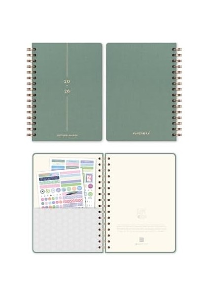 2026 A5 Spiralli Haftalık Ajanda 12 Aylık - Yeşil fiyatları