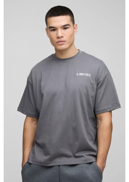 Oversize Erkek Limited Baskılı Detaylı T-Shirt